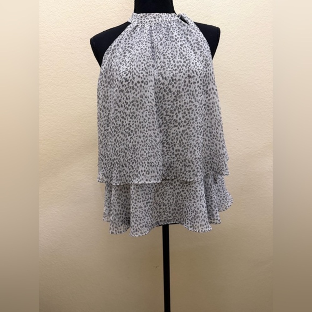 Express Black and White Layered Halter Blouse